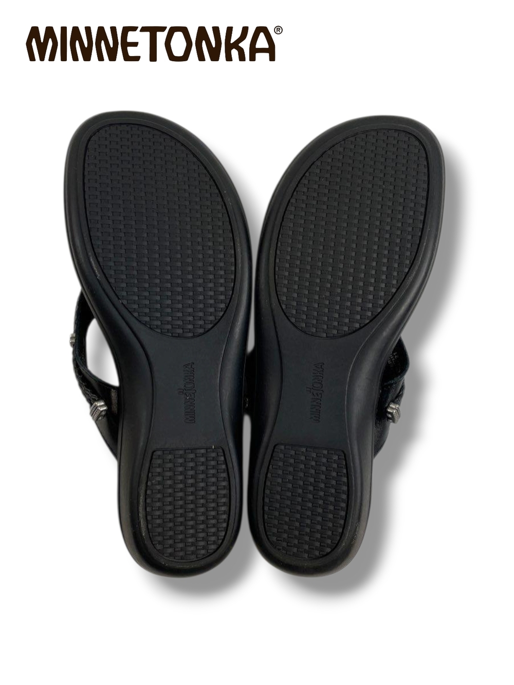 Minnetonka Women’s Silverthorne 360 Black Braided Thong Western Sandals Size 10 - Picture 5 of 7